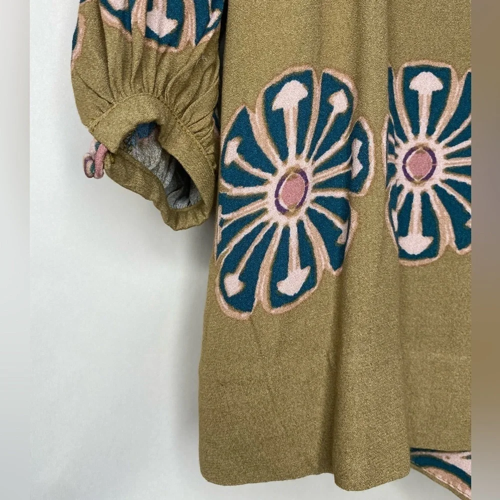 Free People NWOT Boho Green Long Sleeve Oversized Tunic Sz XS - Picture 5 of 8